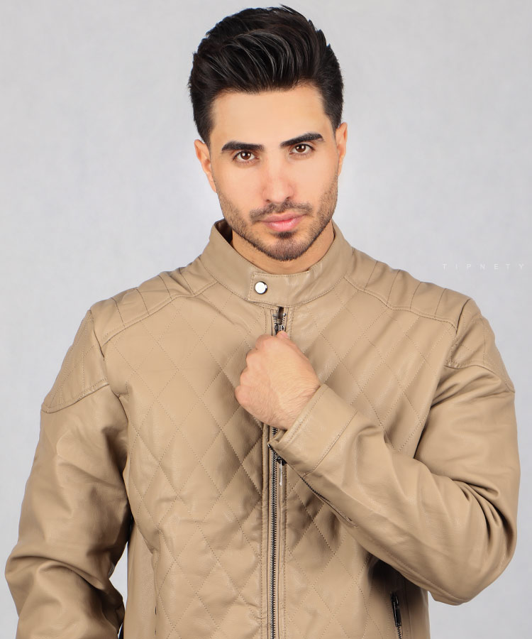                                                                                                                         خاکی قهوه ای مشکی زمستانه کت چرم 0698  - تصویر 3