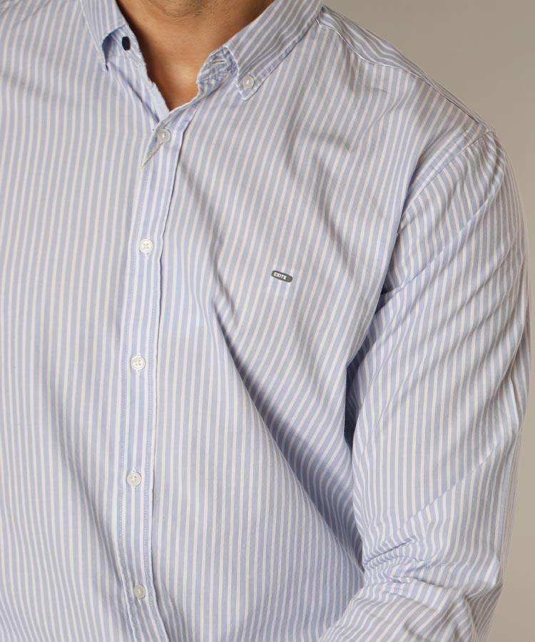 پیراهن مردانه آستین بلند آبی 0877