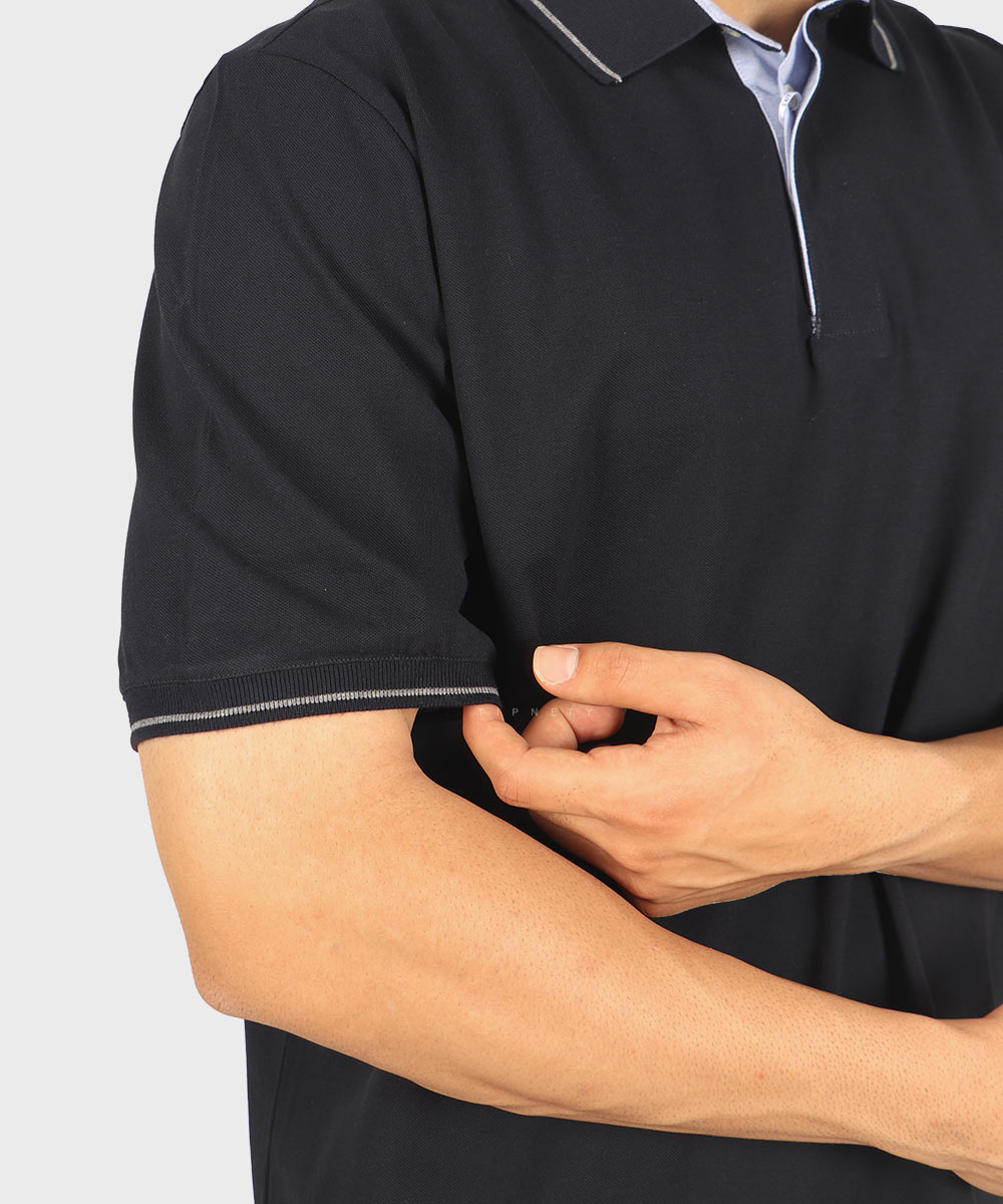                 ملانژ سورمه ای مشکی تیشرت یقه دار 0569  - تصویر 10