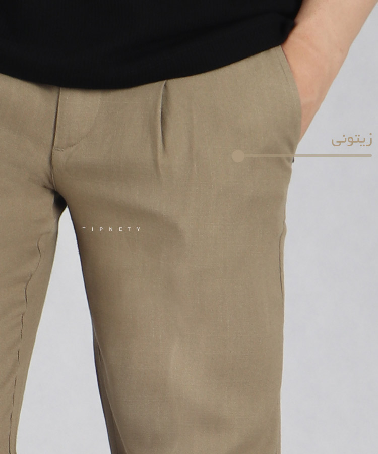                                                                                                                                                                                                                                           خاکی استخوانی زیتونی سبز کرم سفید مشکی لجنی شلوار پارچه ای لینن 0072  - تصویر 3