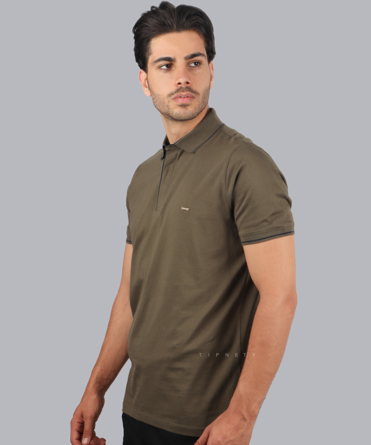                                                                                                                                                                 زیتونی لجنی سبز نوک مدادی زرشکی سورمه ای آجری سفید مشکی تیشرت یقه دار 0556  - تصویر 5