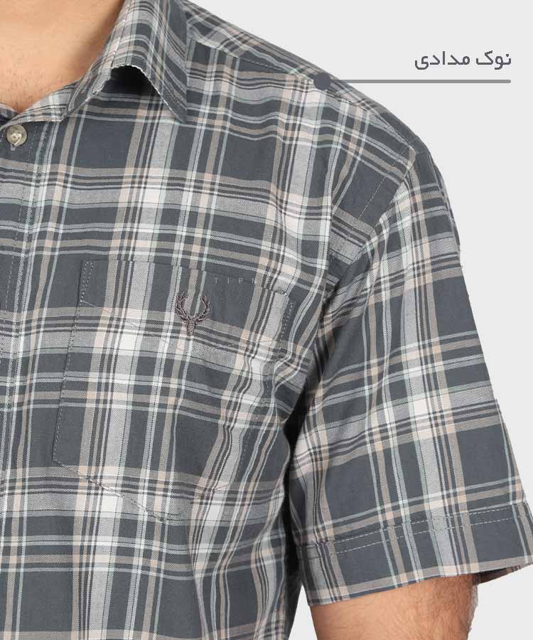 پیراهن مردانه آستین کوتاه چهارخانه نوک مدادی 0946