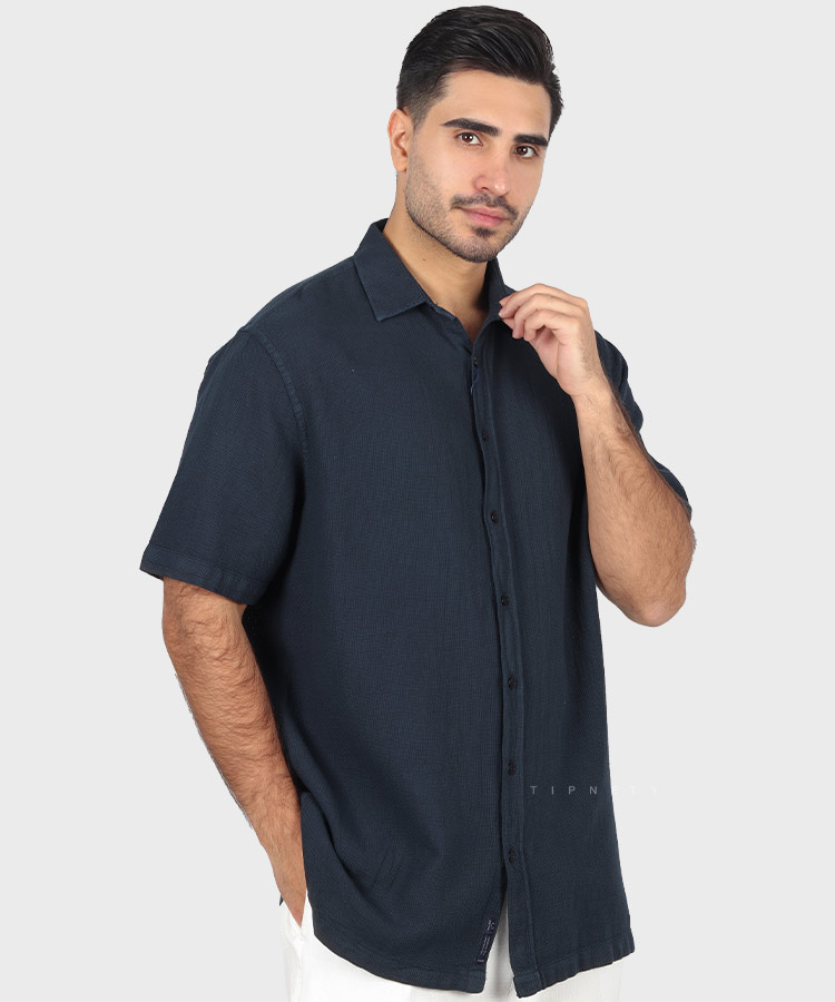 طوسی روشن سورمه ای لجنی آبی روشن پیراهن لش 5456  - تصویر 3