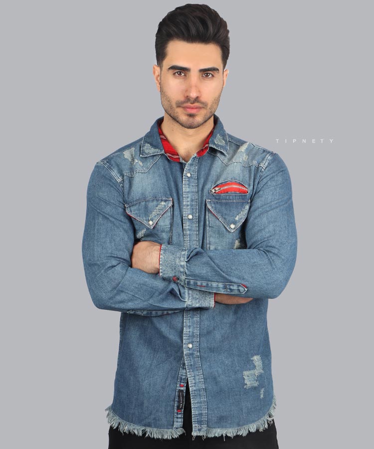 پیراهن مردانه آستین بلند جین 0641