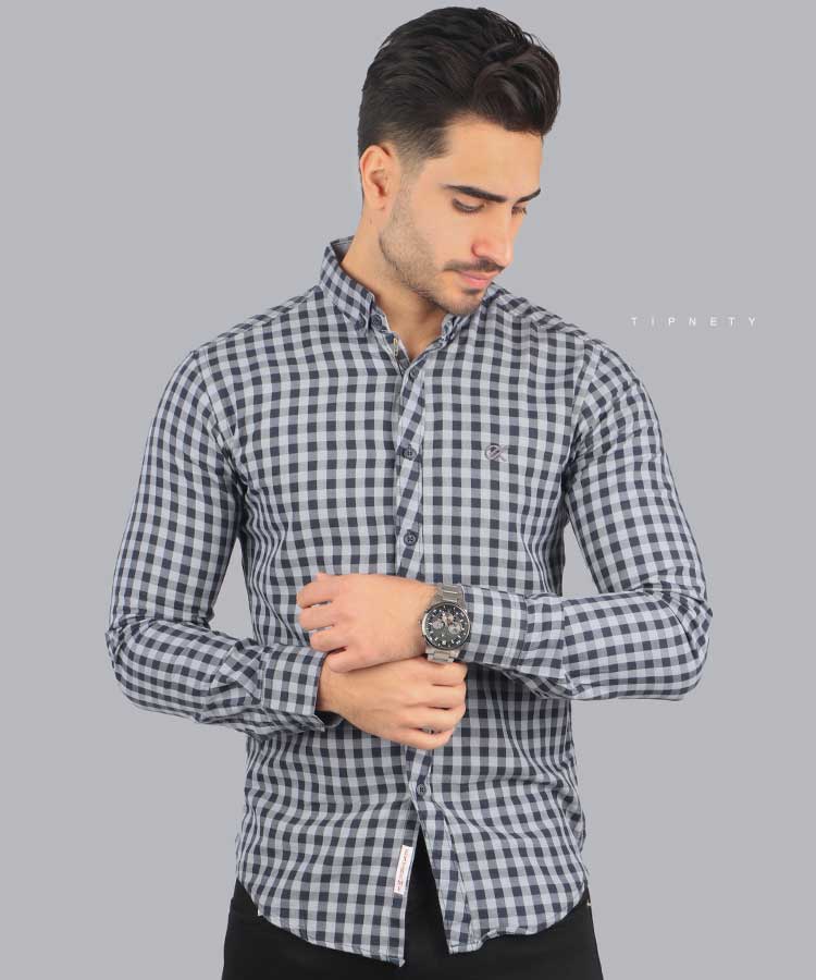 پیراهن مردانه آستین بلند چهارخانه 0607