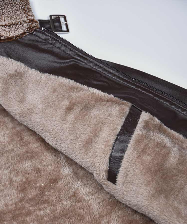       قهوه ای مشکی زمستانه کت چرم 2340  - تصویر 8