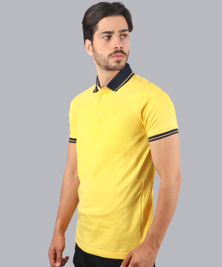 تیشرت یقه دار زرد مردانه 8127