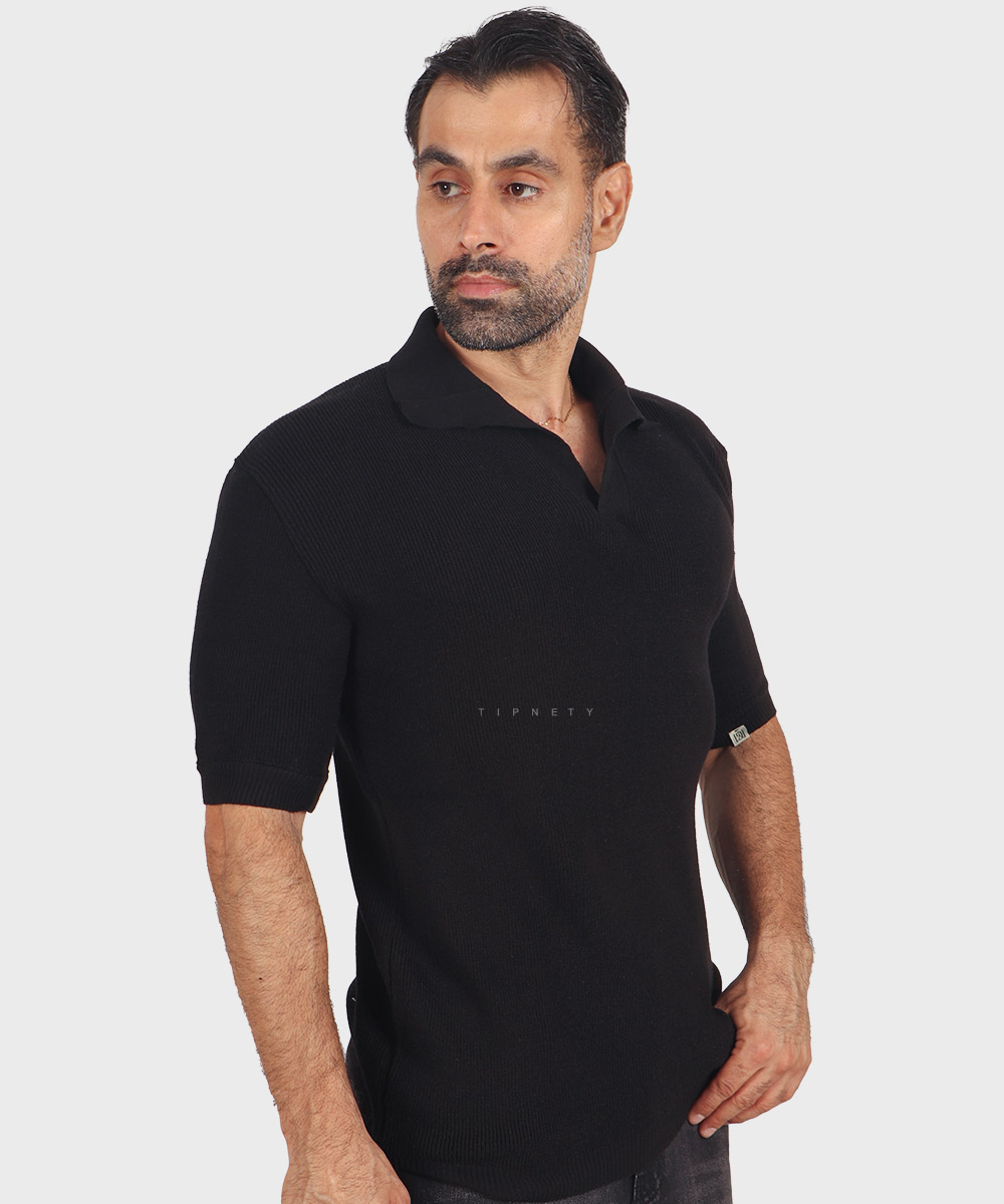                         شیری مشکی سبز تیشرت یقه دار 3314  - تصویر 3