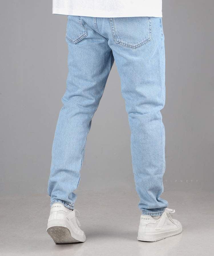 شلوار جین مام فیت مردانه آبی روشن 0117