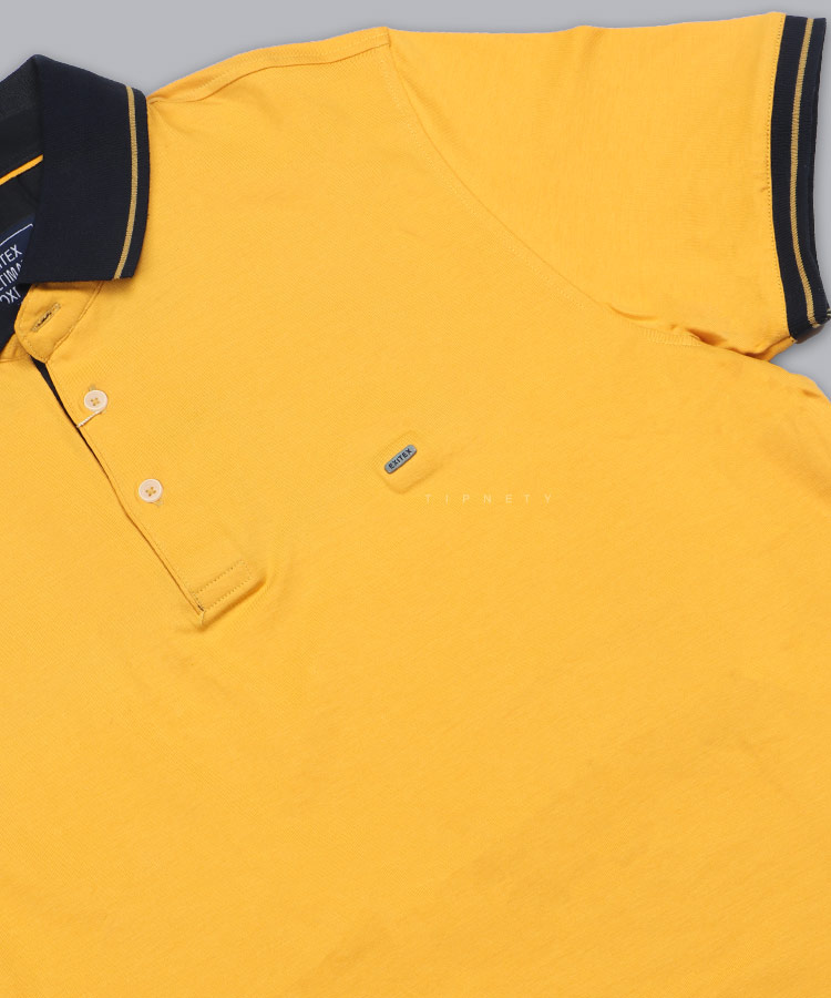 تیشرت یقه دار خردلی مردانه 8130