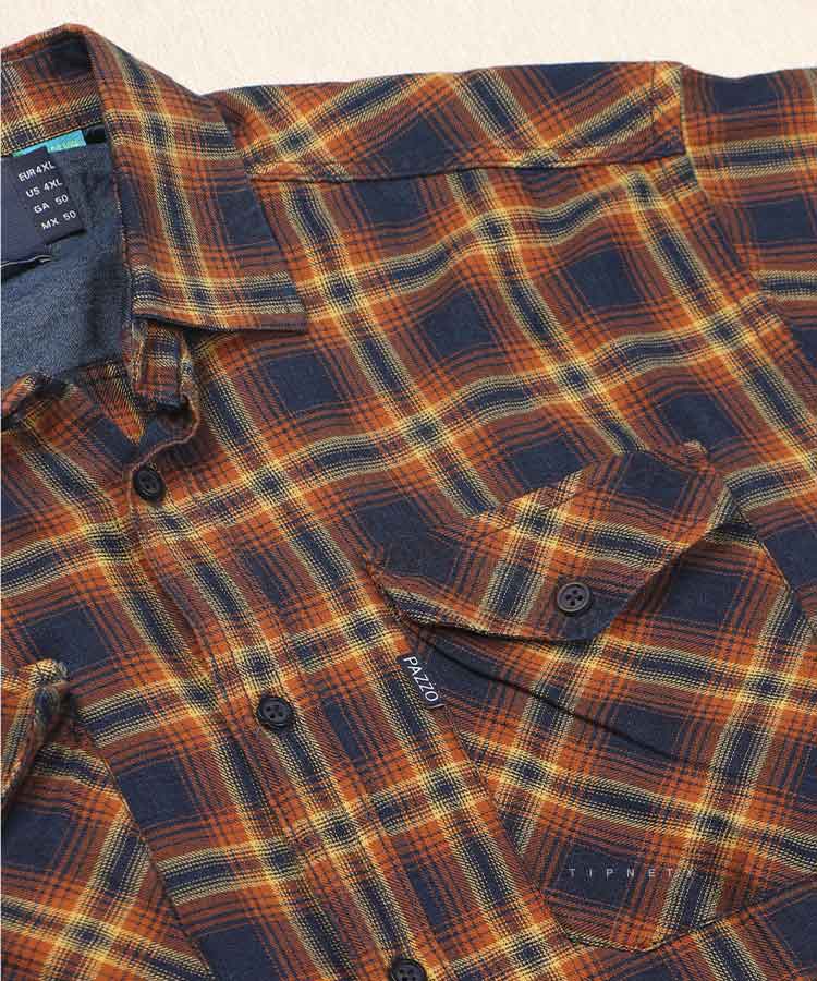 پیراهن مردانه سایز بزرگ آجری آستین کوتاه و چهارخانه 8575