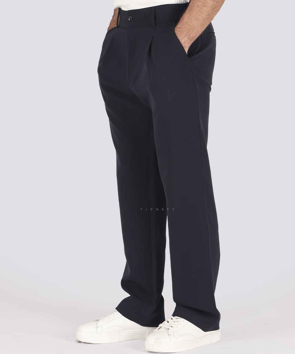                                                                 سورمه ای طوسی تیره مشکی کرم شکلاتی شلوار پارچه ای بگ استایل 0921  - تصویر 17