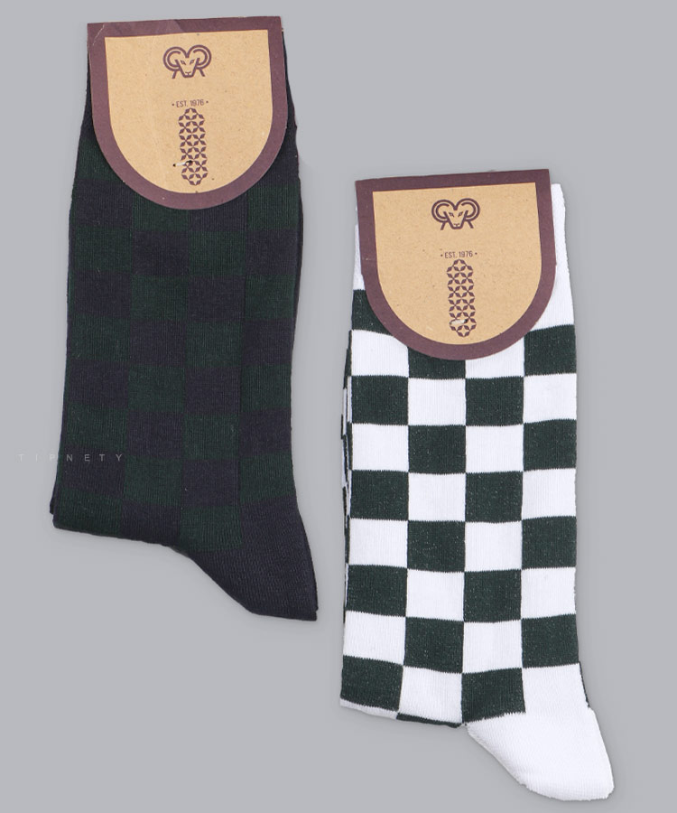 جوراب ساق بلند مردانه شطرنجی 9809