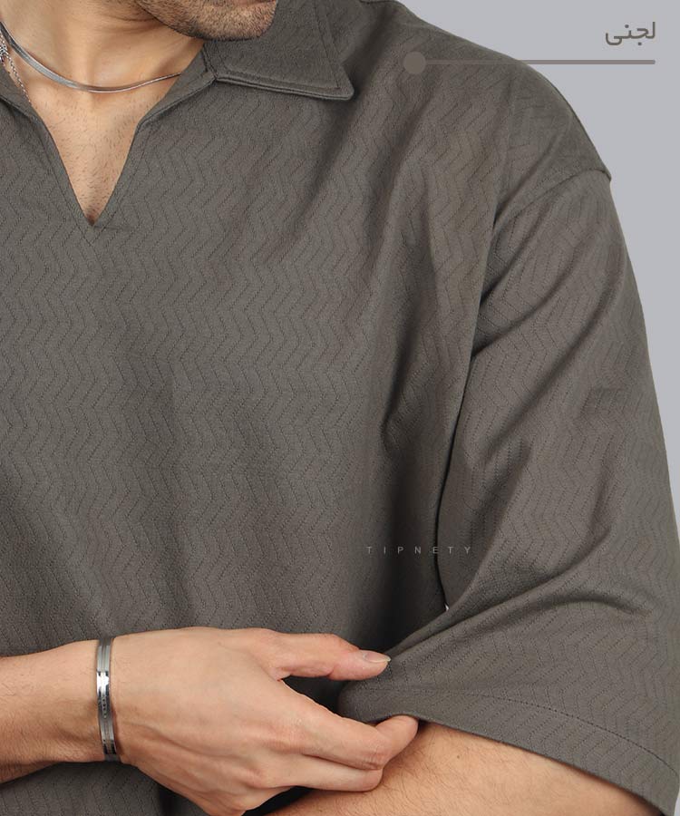                                                                                                                                                                                                 طوسی کرم مشکی سفید لجنی تیشرت لش 1601  - تصویر 7