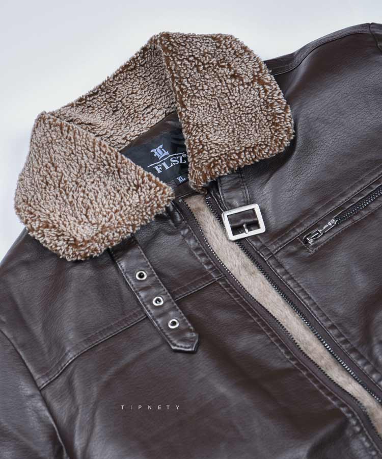 کت چرم مردانه یقه خزدار 2340