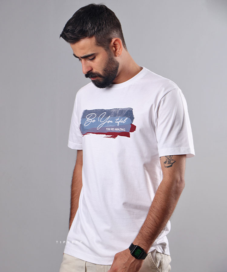                                                                   قرمز سورمه ای سبز سفید تیشرت چاپی 1191  - تصویر 6