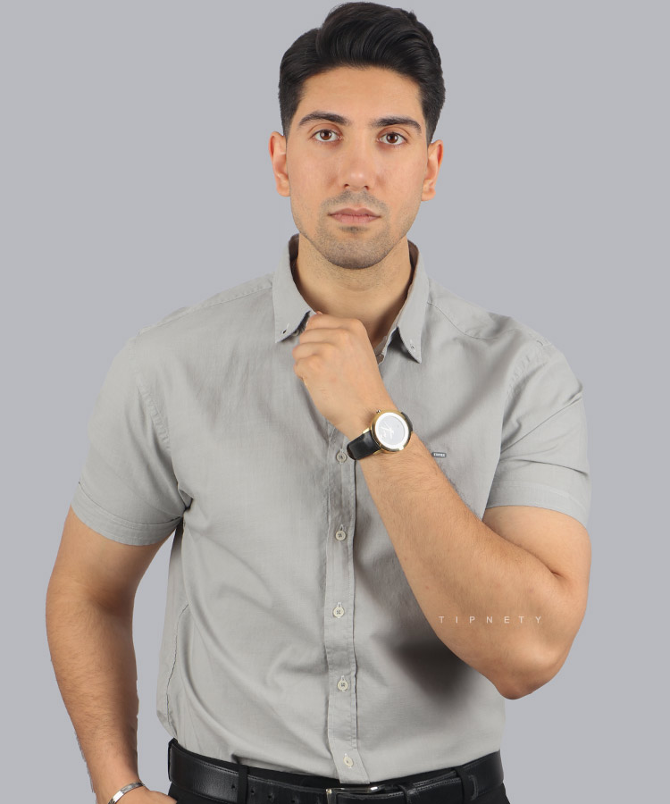 پیراهن مردانه ساده آستین کوتاه 3955