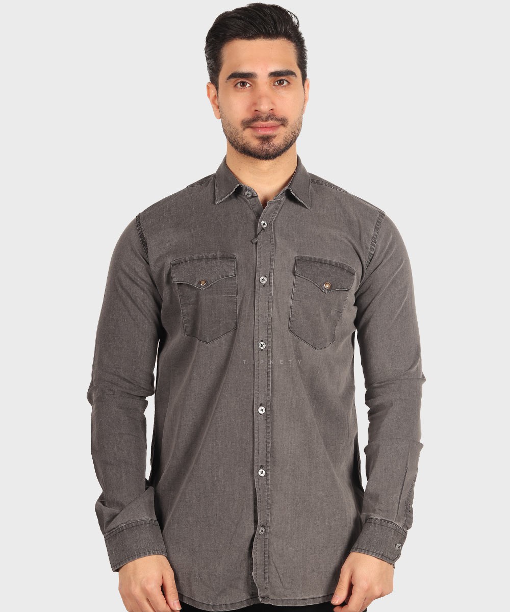 پیراهن جین مردانه آستین بلند 0776