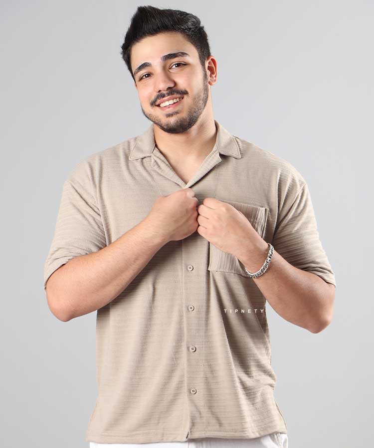                                         خاکی آجری سفید مشکی پیراهن یقه انگلیسی 0766  - تصویر 7