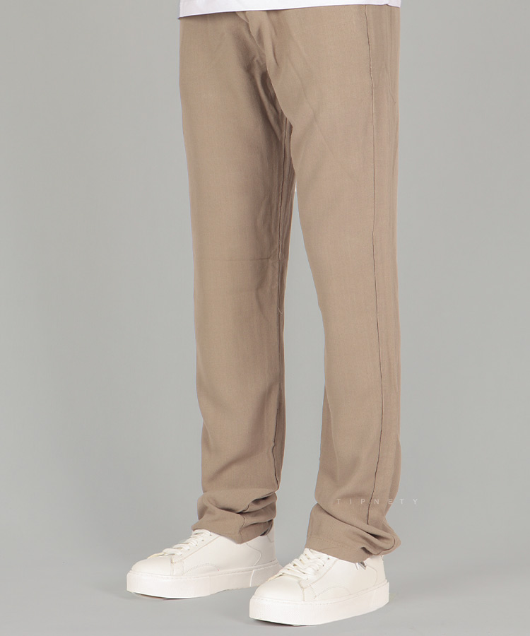                               سفید کرم تیره سورمه ای استخوانی شلوار پارچه ای لینن 3068  - تصویر 3