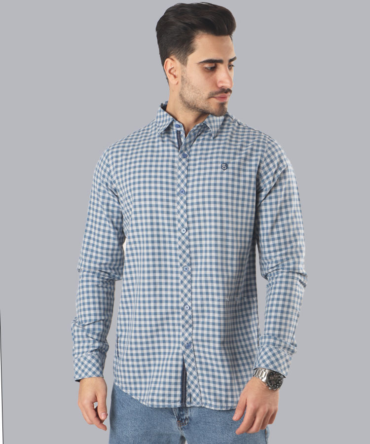 پیراهن مردانه آستین بلند چهارخانه 2490
