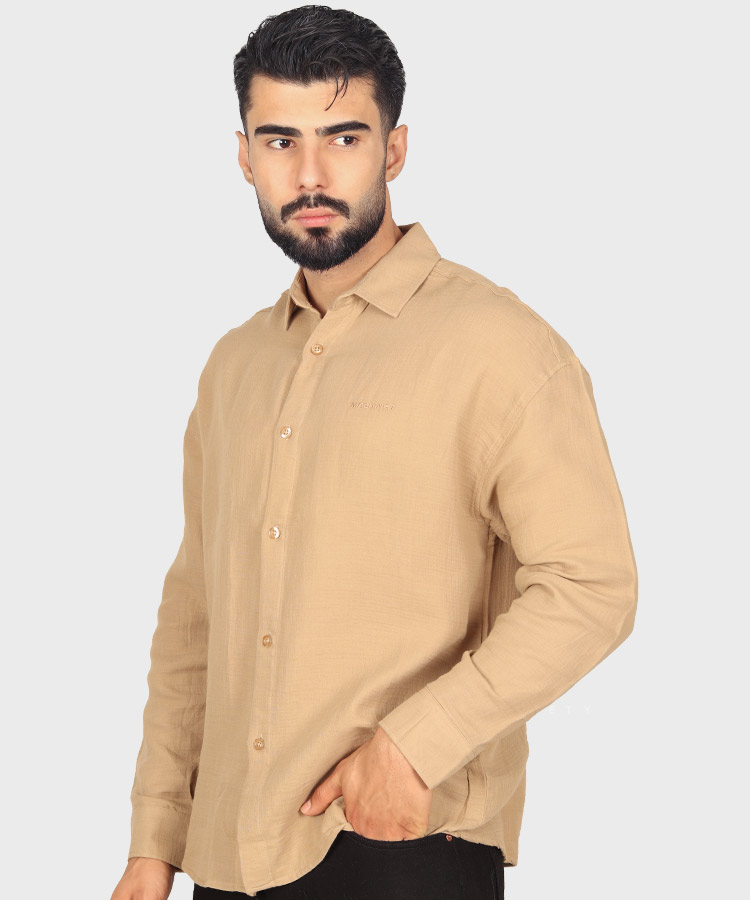 پیراهن لینن باکسی آستین بلند برند ماچینیست 0641 پیراهن لینن باکسی آستین بلند برند ماچینیست 0641