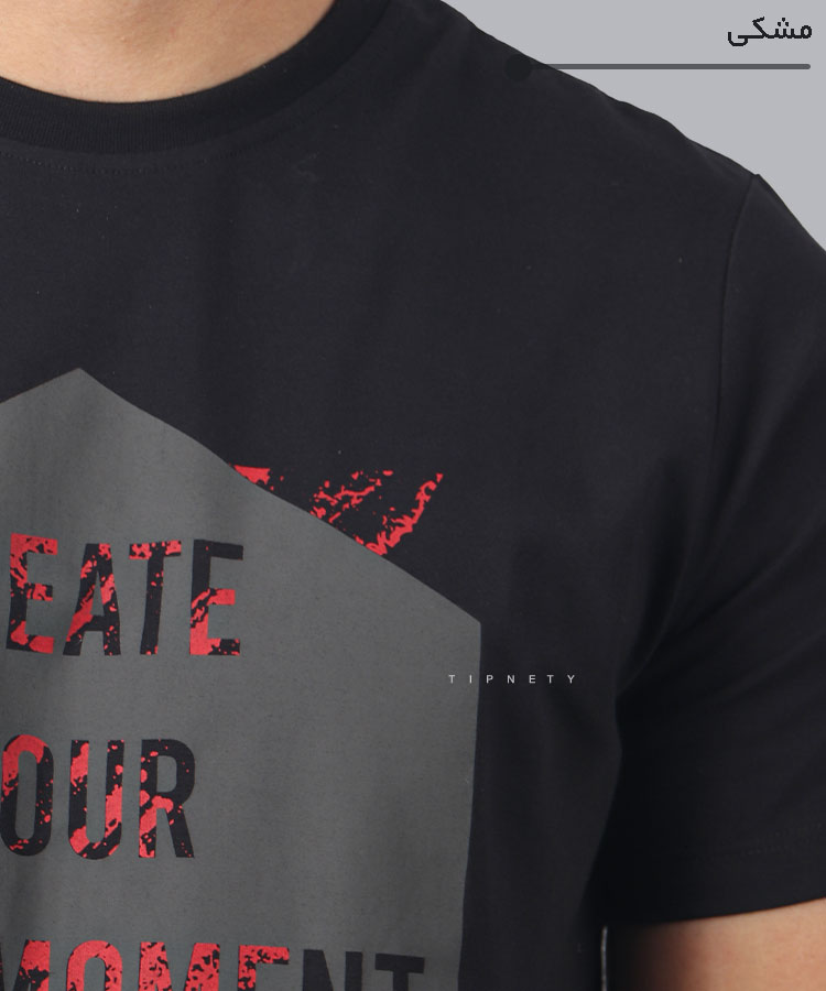                                                                                                                                                             لجنی قرمز زرد سورمه ای مشکی تیشرت چاپی 1611  - تصویر 7