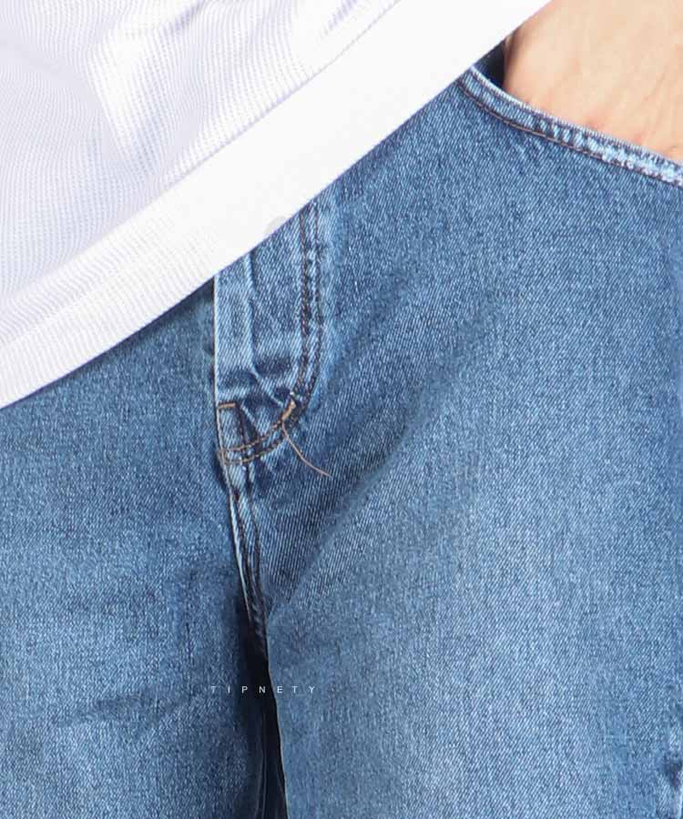                   آبی تیره مشکی شلوار جین مام فیت 0779  - تصویر 3