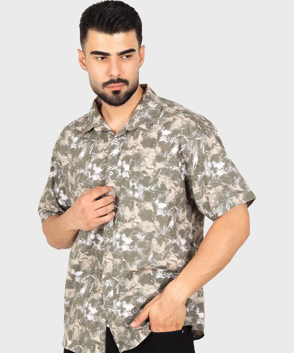 پیراهن آستین کوتاه مردانه طرحدار و تک جیب 5506