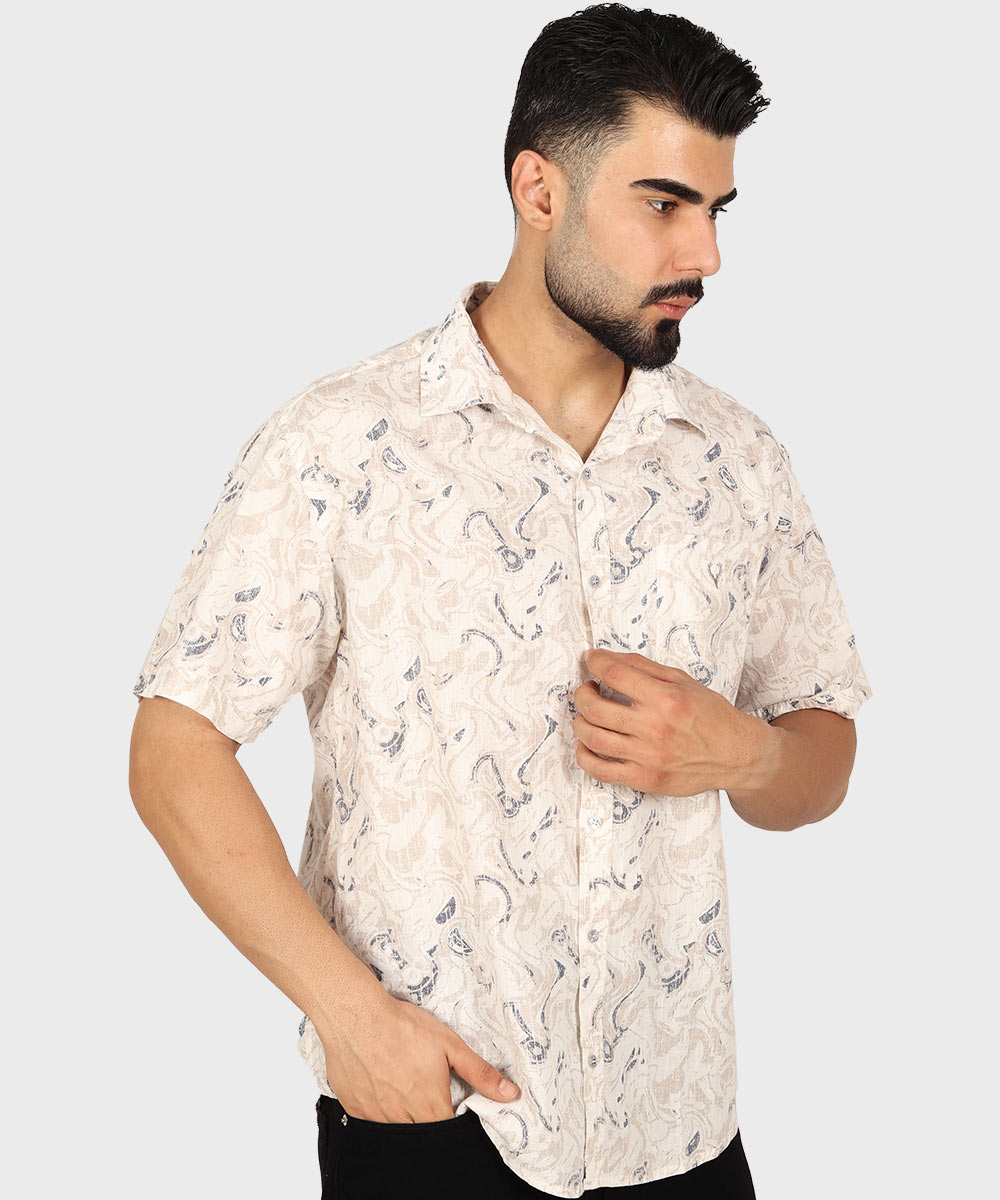                                 کرم سبز طوسی پیراهن آستین کوتاه کلاسیک 5507  - تصویر 6