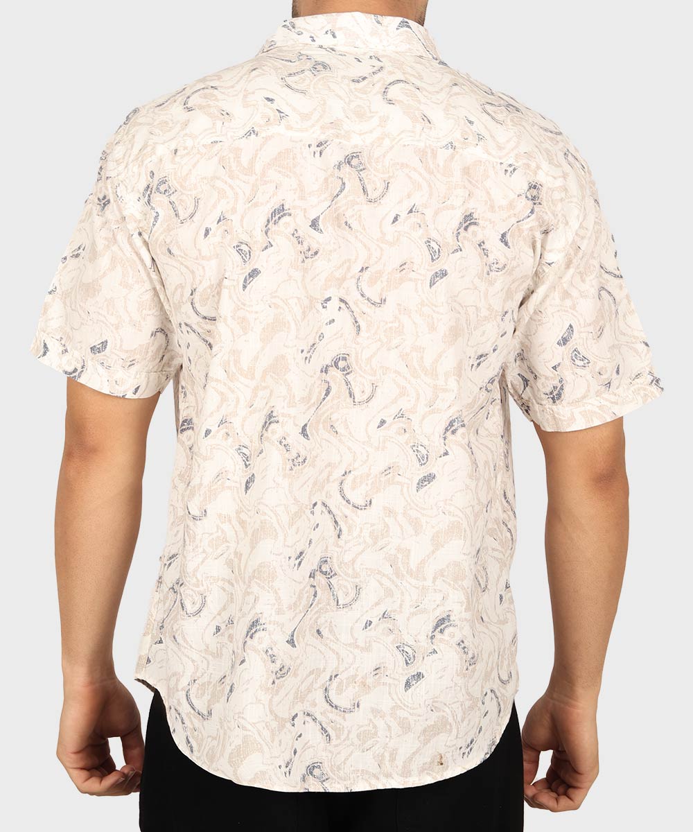                                 کرم سبز طوسی پیراهن آستین کوتاه کلاسیک 5507  - تصویر 5