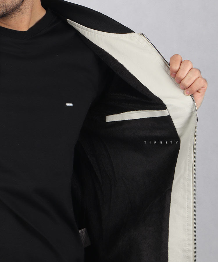 کت چرم مردانه طرح دار 2248