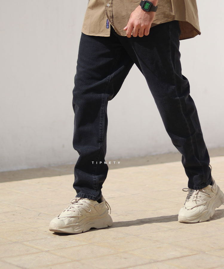 شلوار جین مام فیت مردانه ذغالی 3004