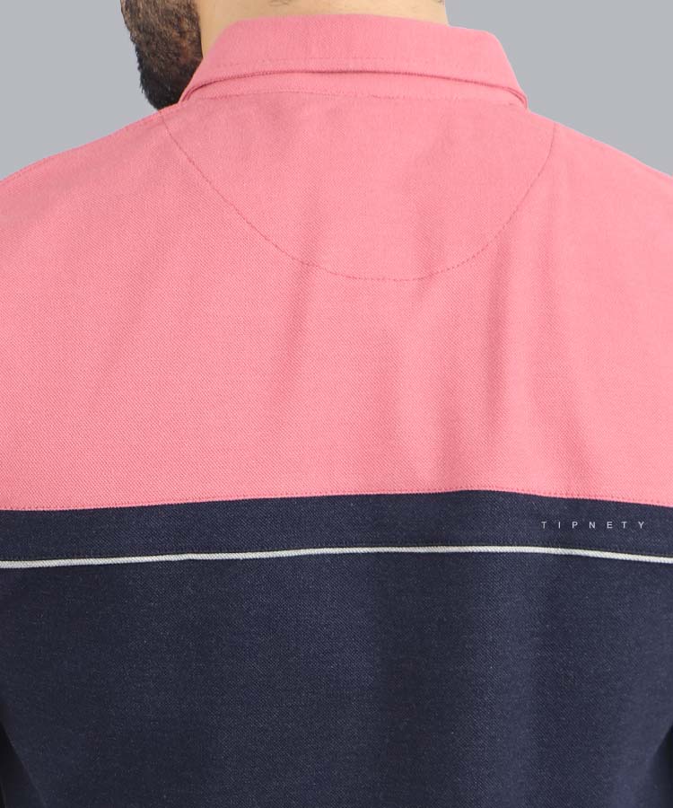 تیشرت یقه دار مردانه صورتی 5322