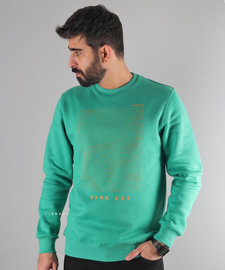                                                             خردلی ملانژ سبز سفید   پاییزه پلیور 1923  - تصویر 3