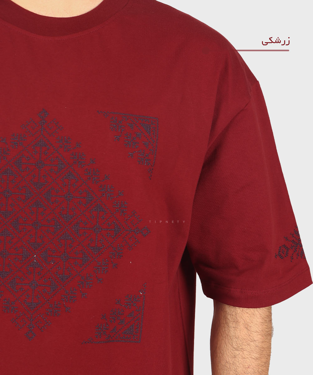           لجنی آبی روشن صدری زرشکی تیشرت لش 1719  - تصویر 5