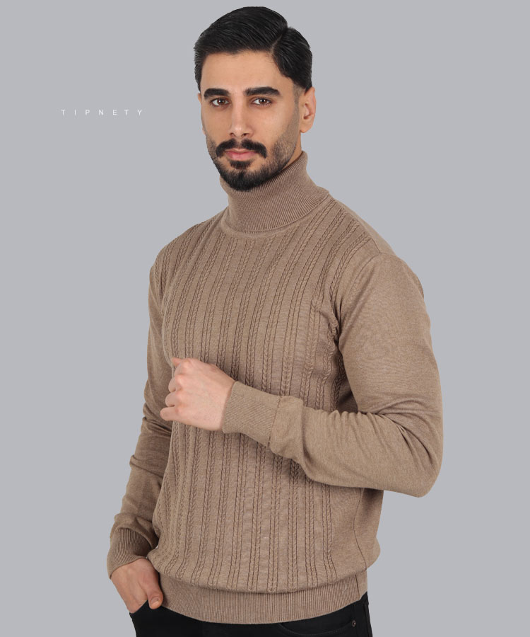                 ذغالی ملانژ شکلاتی پاییزه یقه اسکی 5303  - تصویر 3