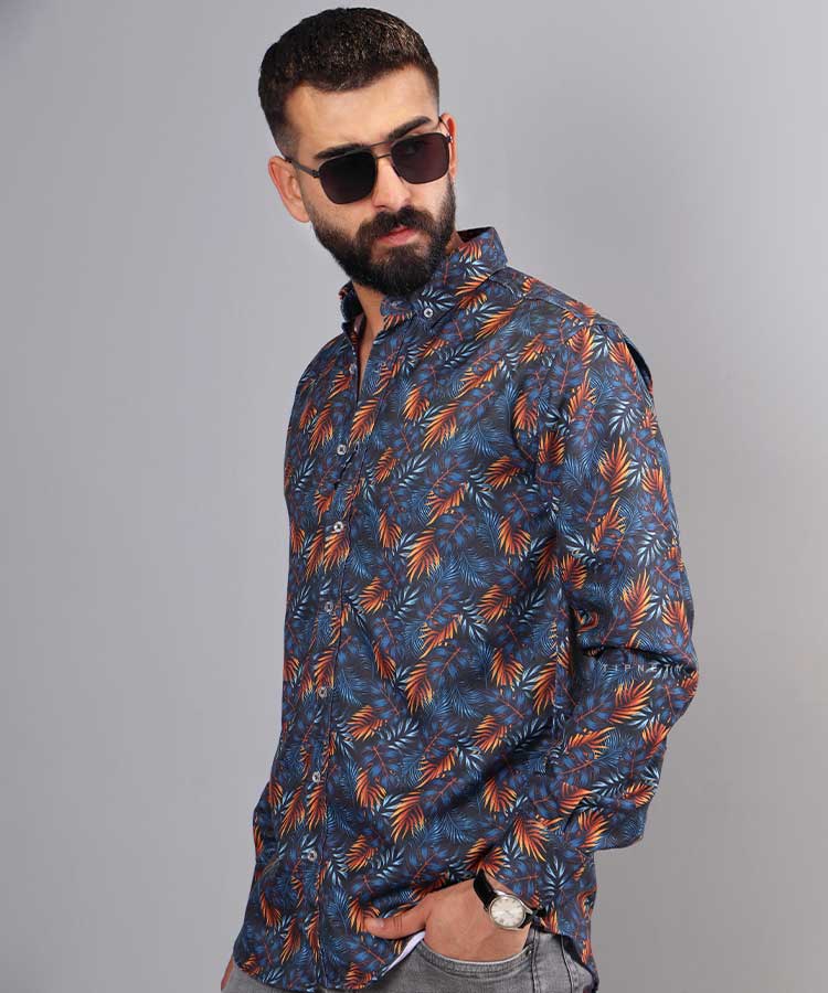 پیراهن مردانه آستین بلند هاوایی 4002