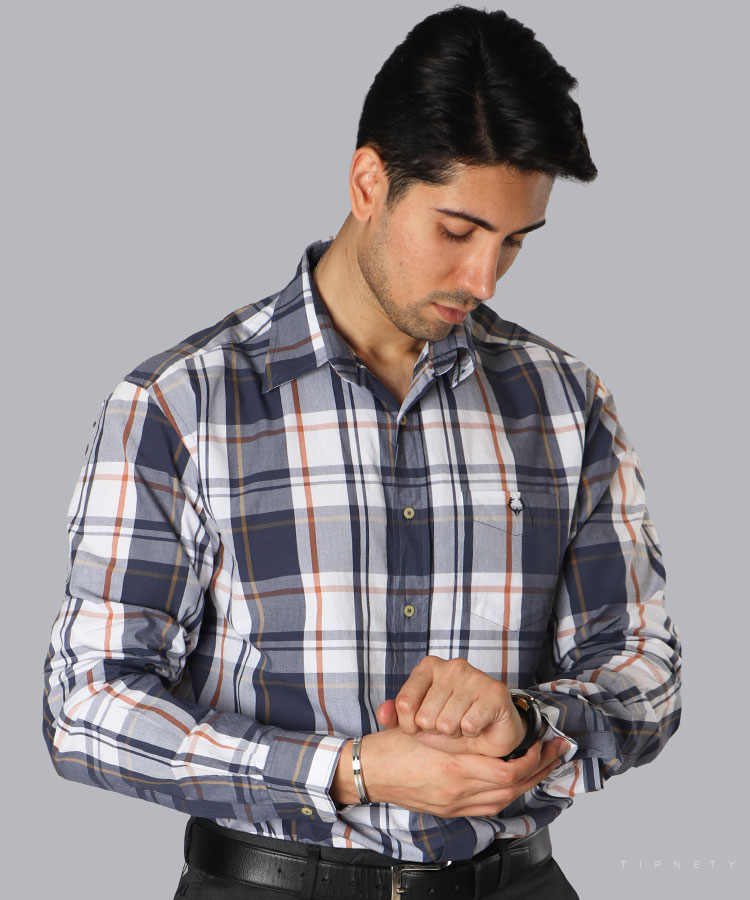 پیراهن آستین بلند مردانه چهارخانه 0963