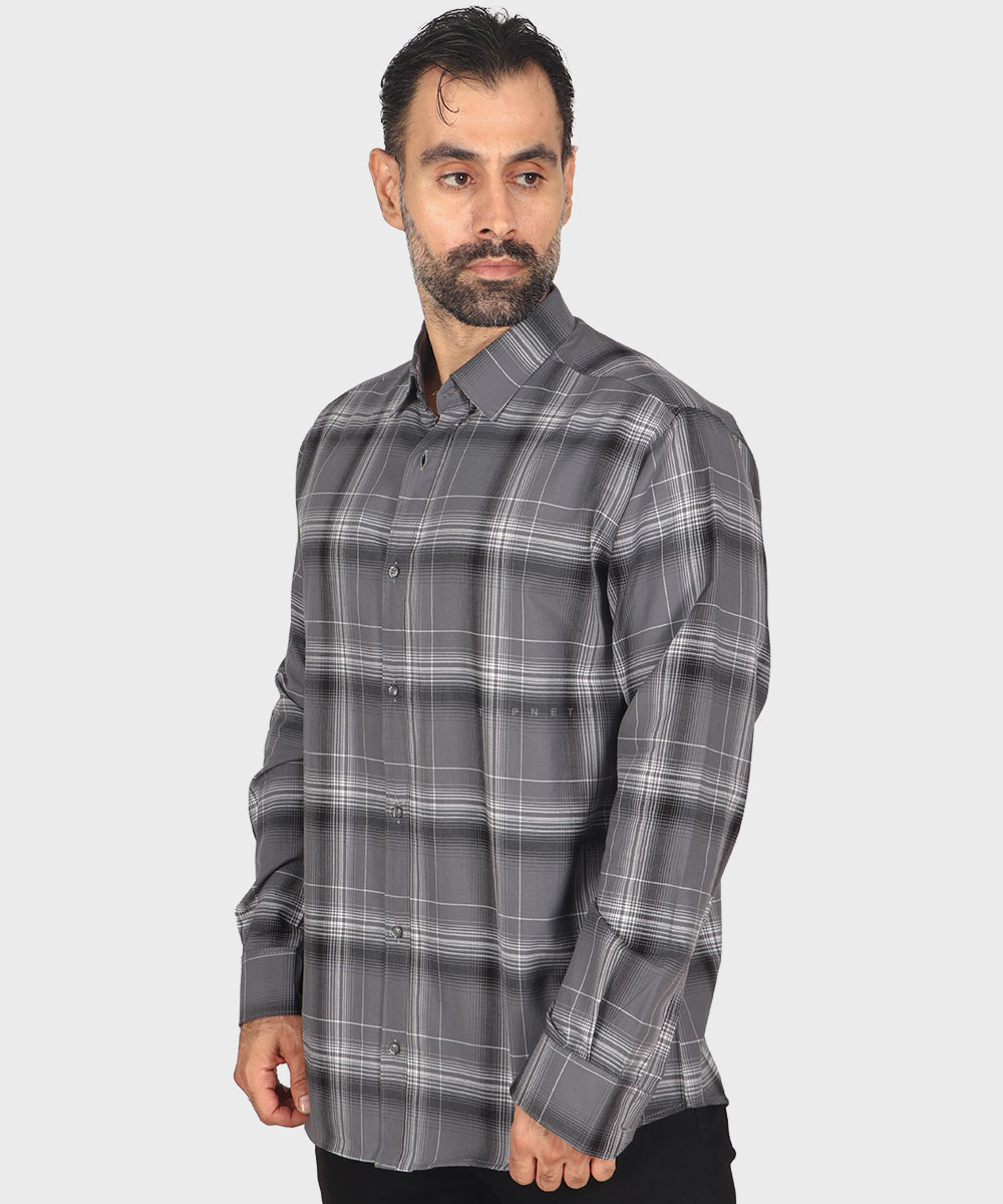                                                                                                                                 سورمه ای طوسی تیره طوسی روشن سبز کرم پیراهن آستین بلند فیت 0324  - تصویر 5