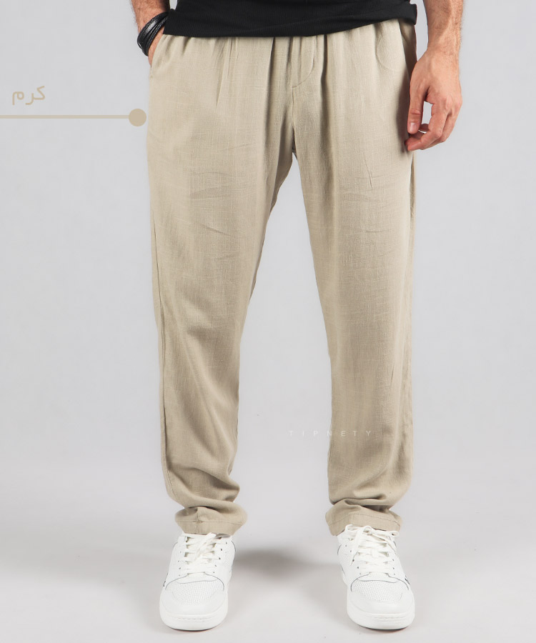                                                                                                                                                         کرم استخوانی زیتونی مشکی سورمه ای شلوار پارچه ای لینن 0060  - تصویر 4