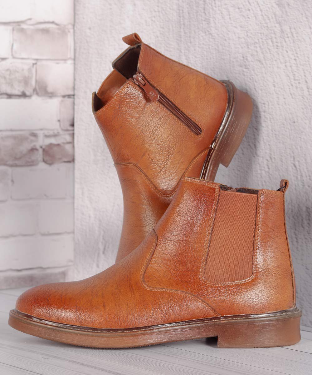 مشکی عسلی کفش بوت 0727  - تصویر 3