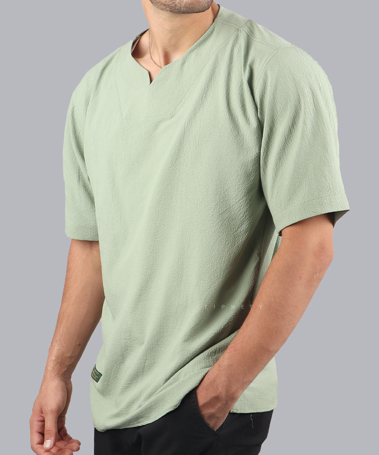                                   تیشرت لش 5245                                                                                                 شتری طوسی روشن دودی کرم سبز تیشرت کوبایی 5245  - تصویر 3