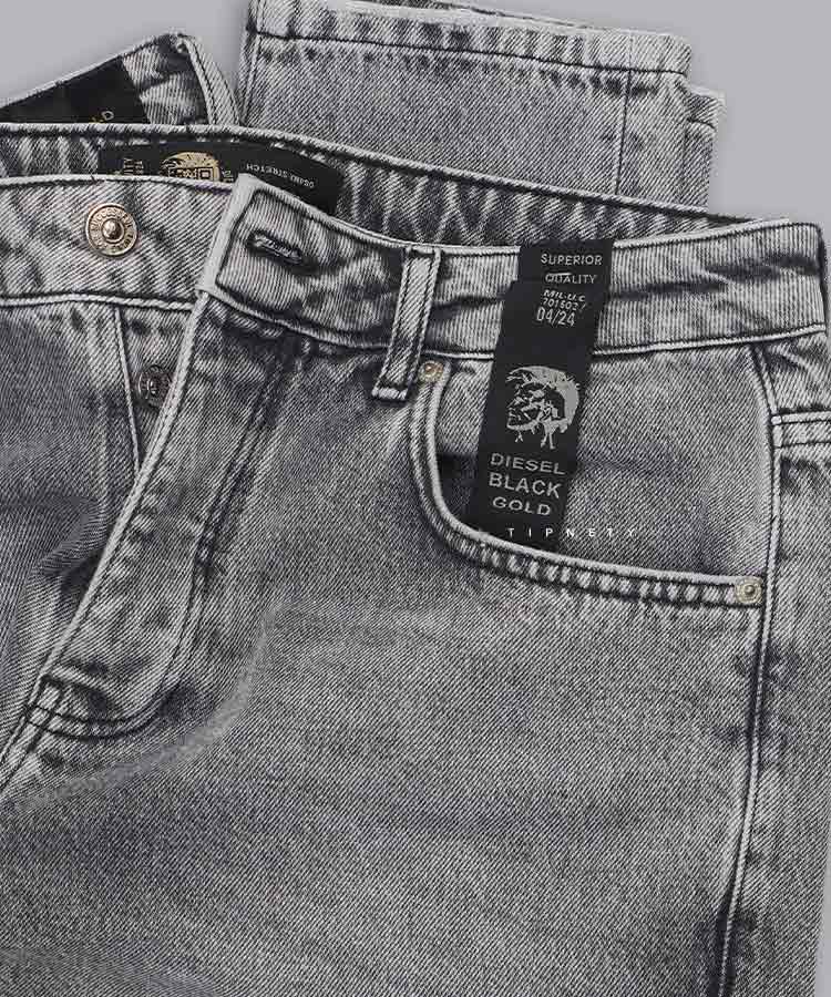 شلوار جین مام فیت مردانه طوسی 0513