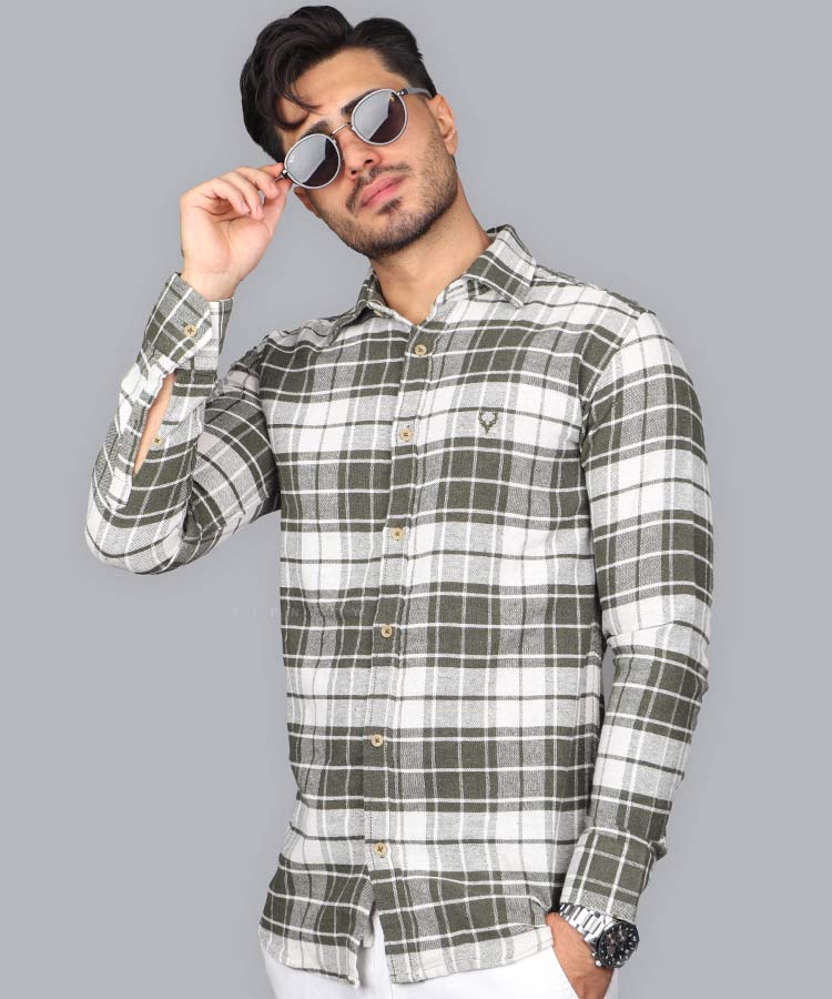 پیراهن مردانه آستین بلند چهارخانه 0834