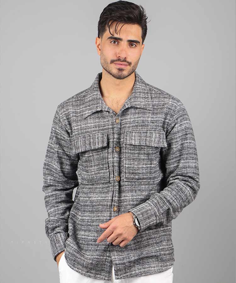                                                                                                                         لجنی مشکی طوسی تیره نفتی پاییزه پیراهن 4022  - تصویر 4