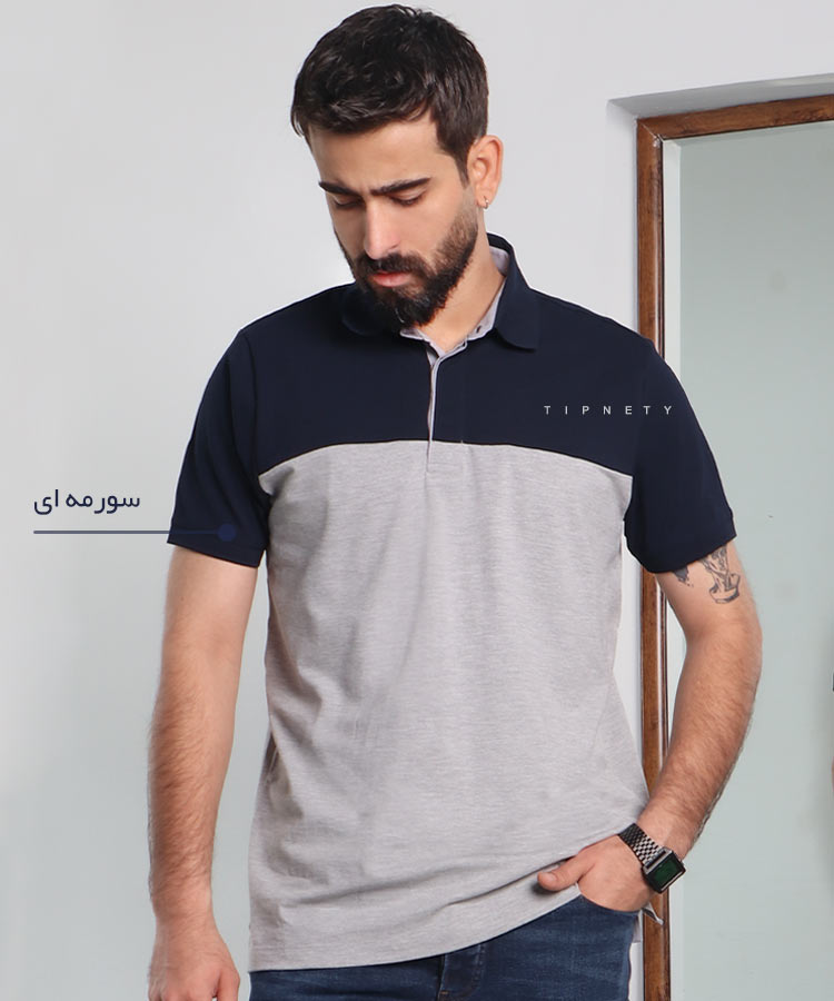                                                                                                                                                                     سورمه ای مشکی شتری سفید بنفش لجنی قرمز تیشرت یقه دار 0313  - تصویر 12