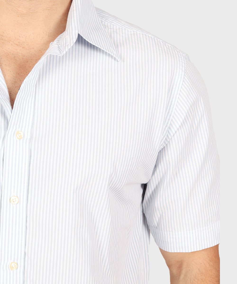             آبی روشن پیراهن آستین کوتاه کلاسیک 1404  - تصویر 3