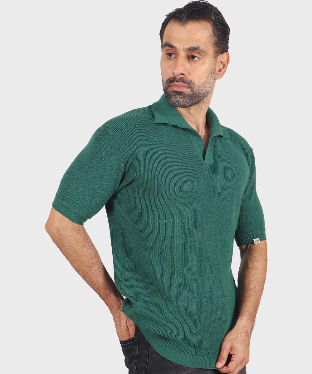                         شیری مشکی سبز تیشرت یقه دار 3314  - تصویر 8