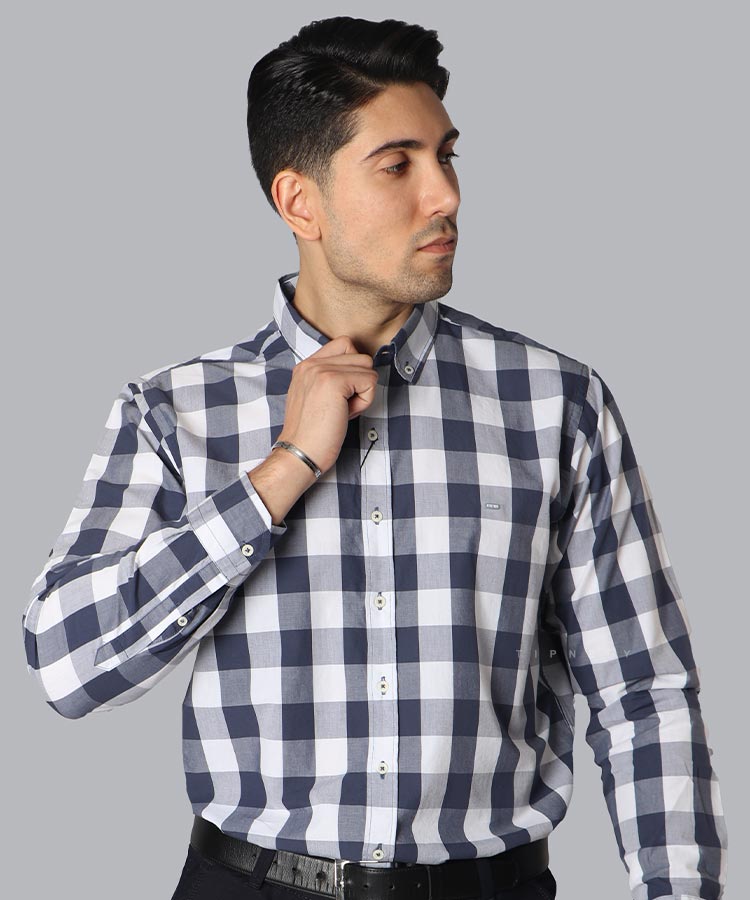 پیراهن مردانه آستین بلند چهارخانه 5006